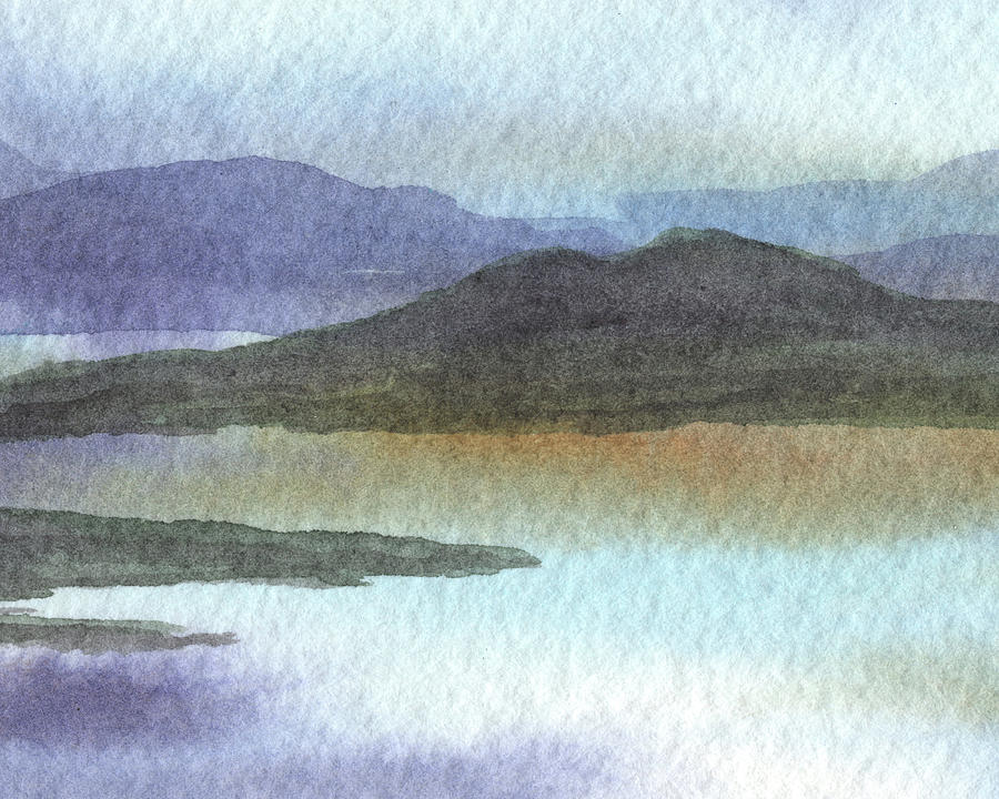 Dreamy Calm Landscape Peaceful Lake Shore Quiet Meditative Nature III Painting by Irina Sztukowski
