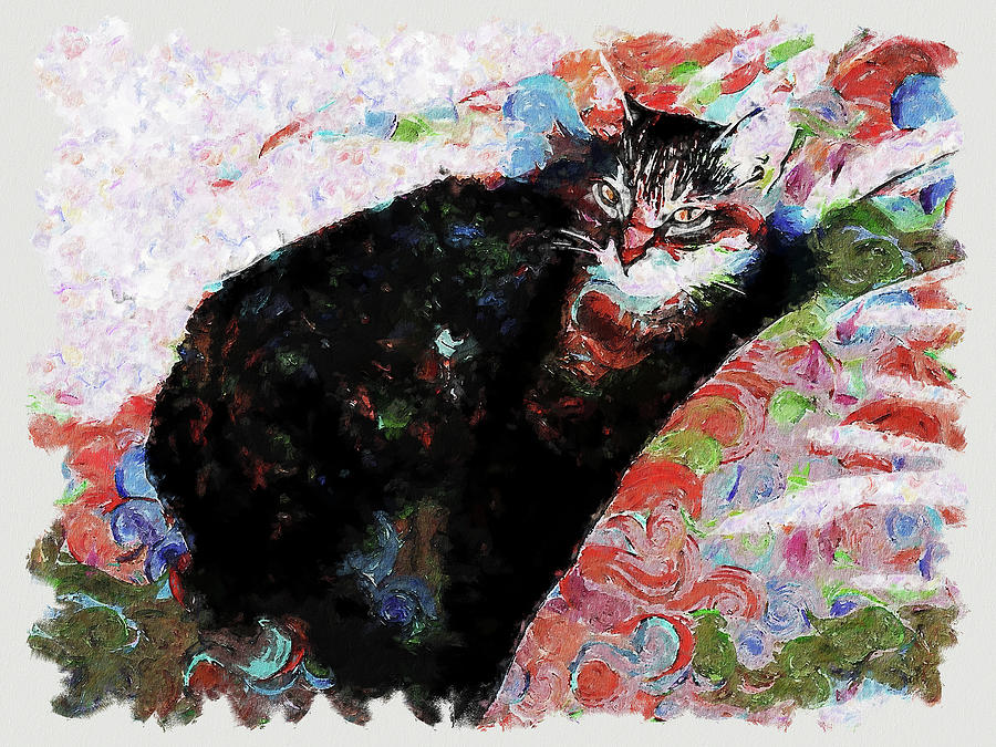Dreamy Colorful Painting American Shorthair Cat Painting by Custom Pet Portrait Art Studio