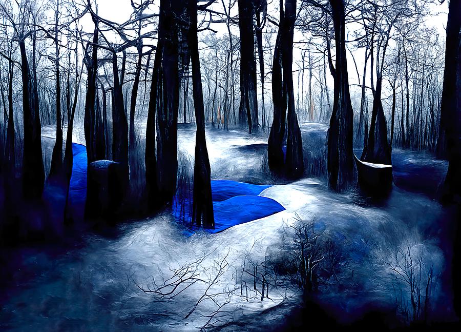 Dreamy Dark Blue Forest Digital Art by Artificial Art - Fine Art America