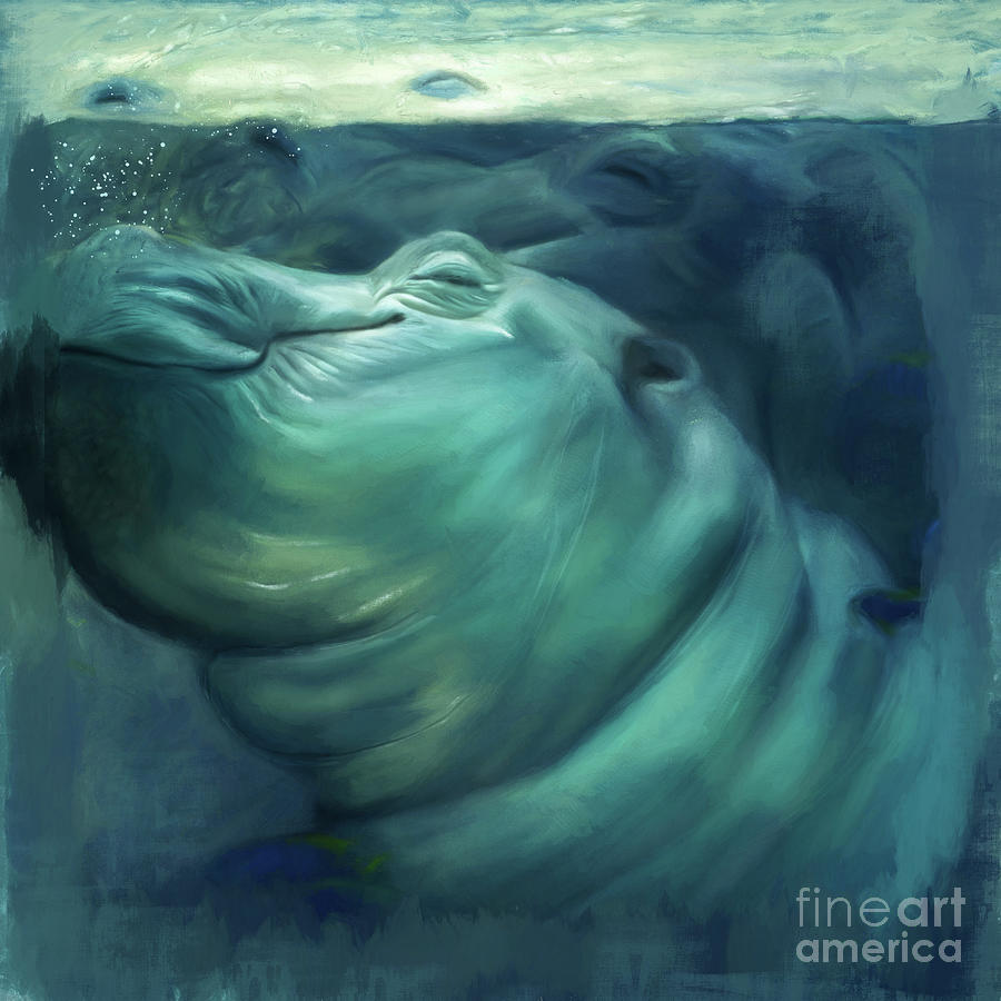 Dreamy Hippos Digital Art by Erika Weber