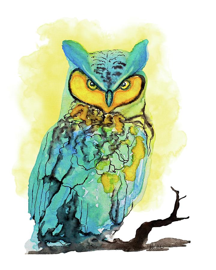 Owl Mixed Media - Dreamy Owl by Brianna Moore Owl Mixed Media - Dreamy Owl by Brianna Moore