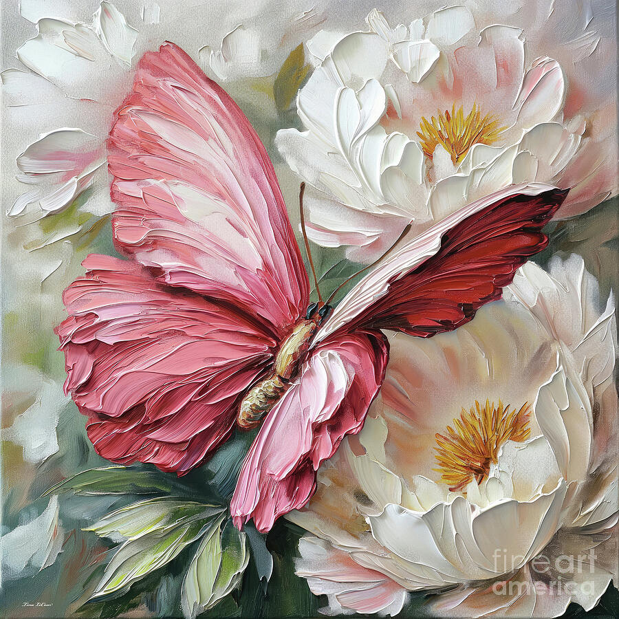 Dreamy Pink Butterfly Painting by Tina LeCour