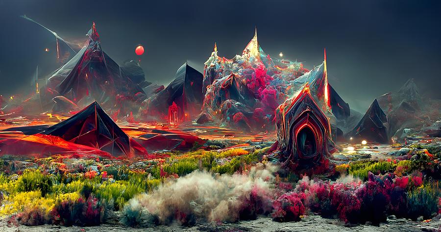 Dreamy Volcanic Vista 01 Digital Art by Frederick Butt