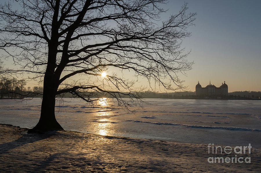 Dreamy winter sunset at Moritzburg castle Photograph by Adriana Mueller
