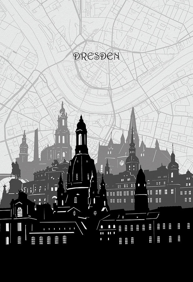 Dresden Cityscape Map Digital Art