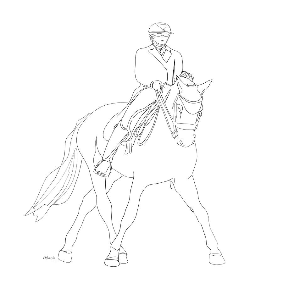 Dressage Horse Drawing 2 Digital Art by OLena Art - Pixels