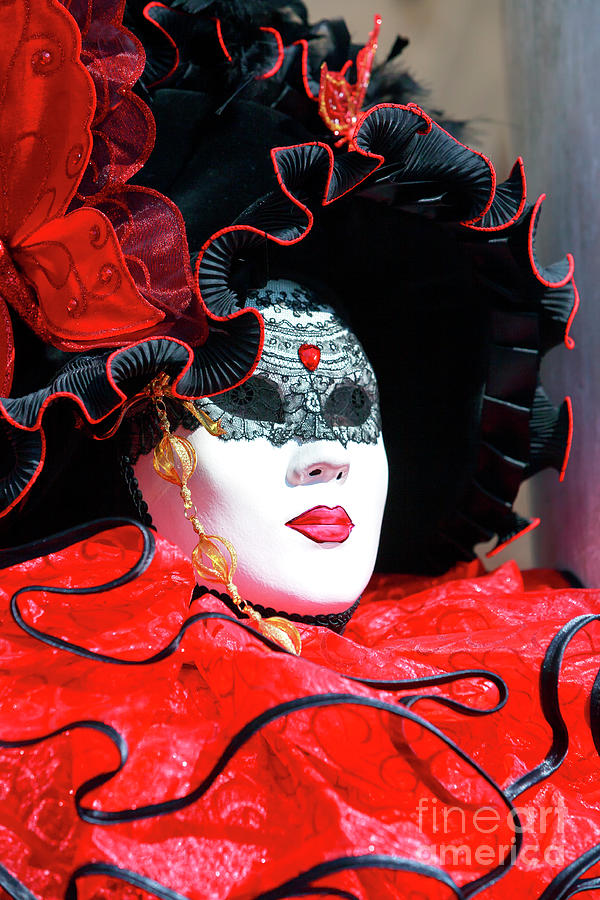Dressed in Red at Carnevale di Venezia in Italy Photograph by John Rizzuto