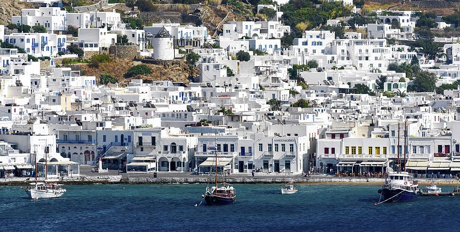 Dressed Up in White-Mykonos Harbour Photograph by Joe deSousa