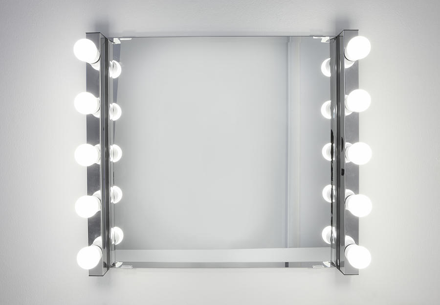 Dressing room mirror lit by ten light bulbs Photograph by Vincenzo Lombardo