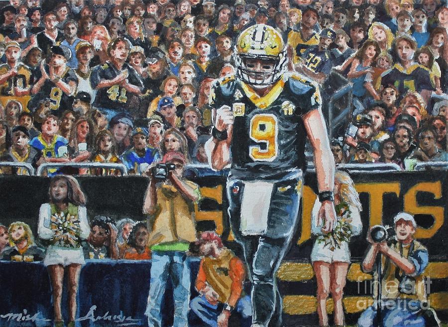 Drew Brees Painting - Drew Brees in the Dome  New Orleans, Louisiana  by Misha Ambrosia