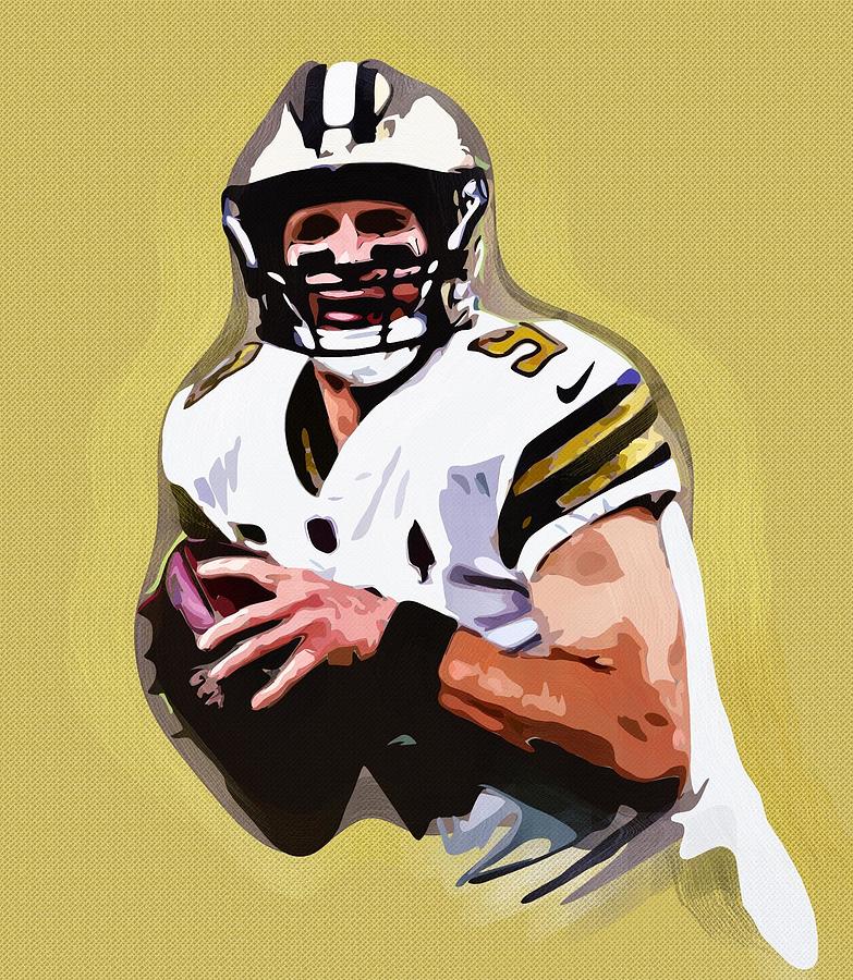 Drew Brees New Orleans Saints Jersey Art T-Shirt