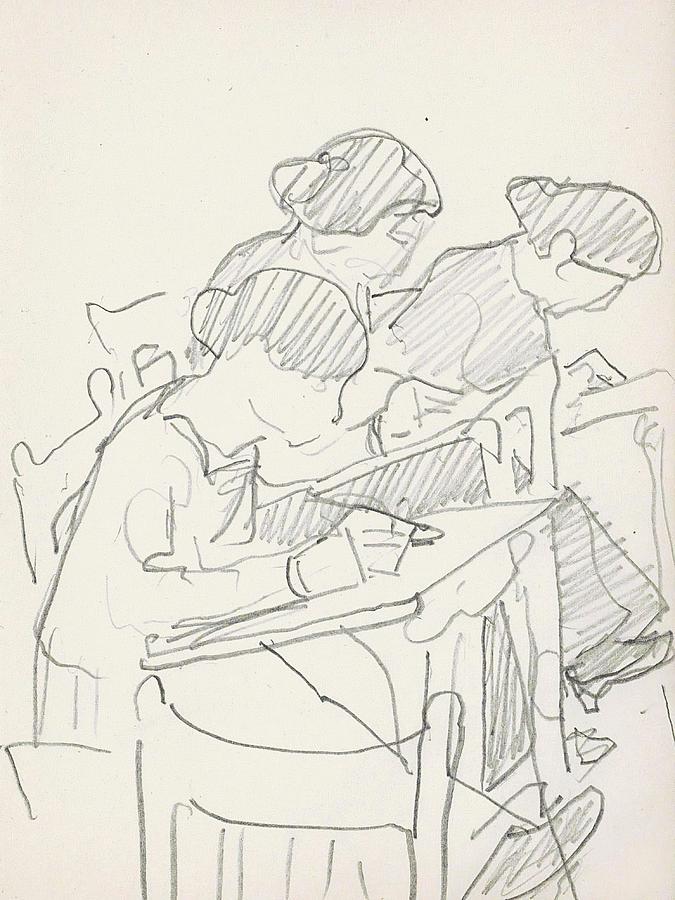 Madonna Drawing - Drie vrouwen in een tekenklas  art by Reijer Stolk Dutch