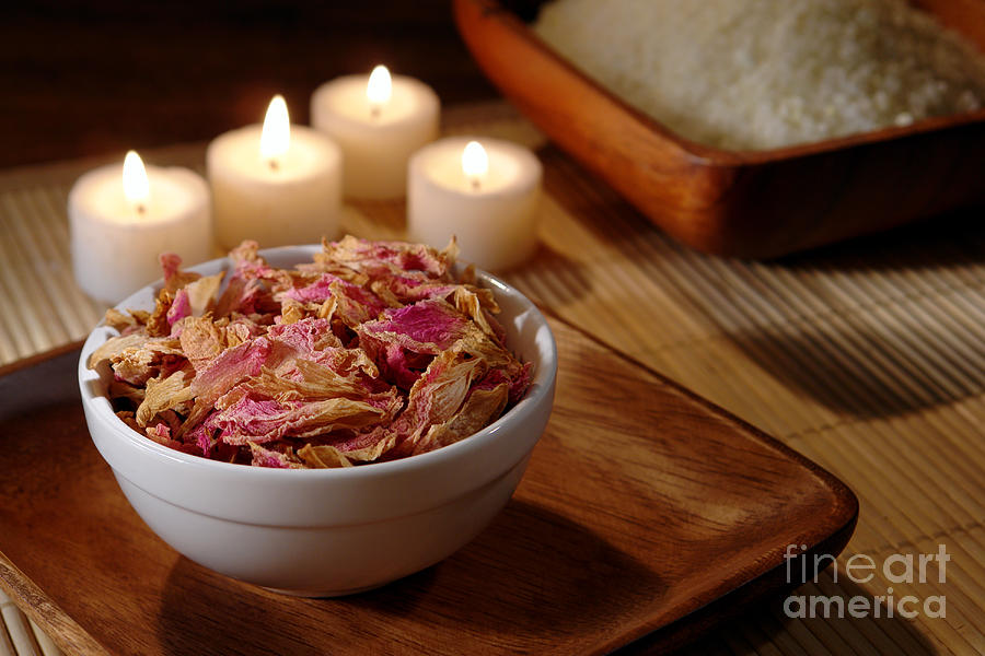 Dried Flower Petals and Aromatherapy Candles Photograph by Olivier Le  Queinec - Fine Art America