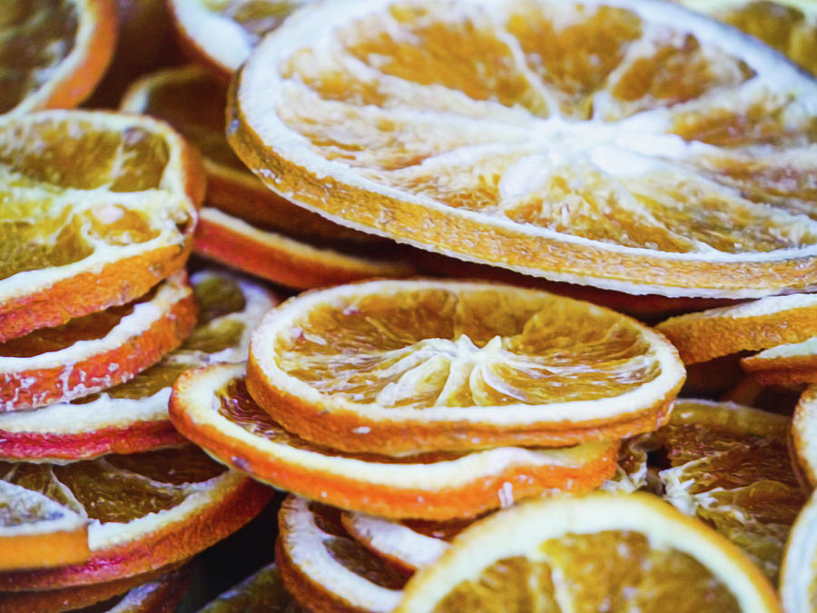 Dried Orange Slices - Oil Painting Style Photograph by Rachel Morrison