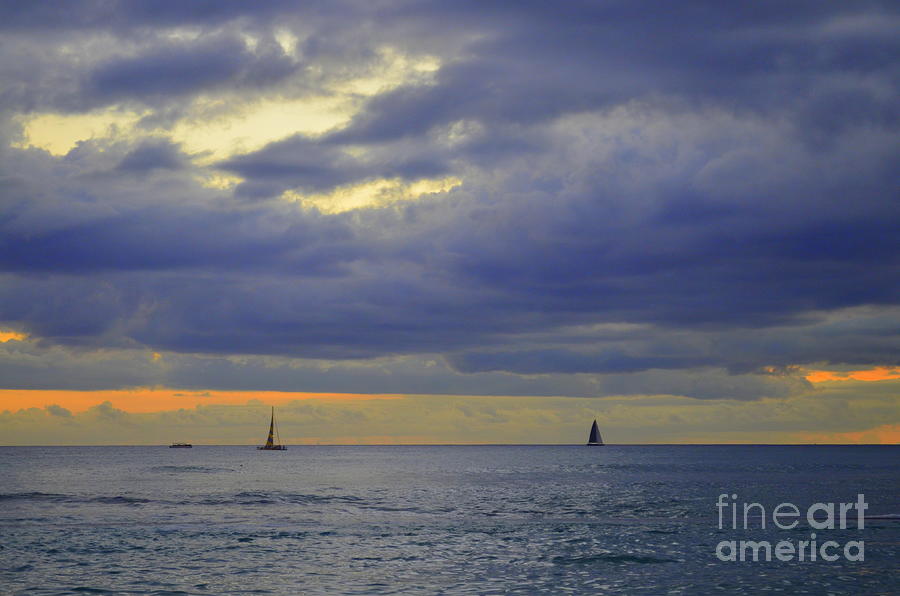 Drifting Clouds at Sunset off Waikiki Photograph by Mary Deal