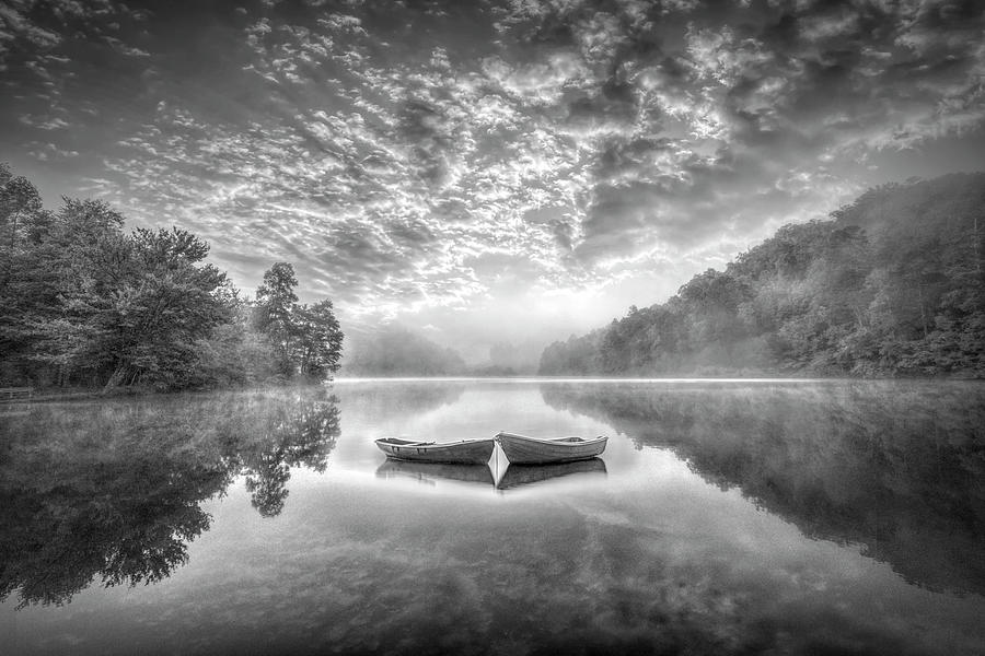 Drifting into the Fog Black and White  Photograph by Debra and Dave Vanderlaan