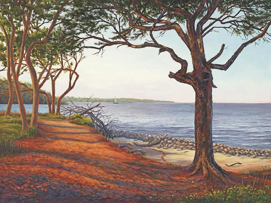 Driftwood Beach I, Jekyll Island, GA Painting by Elaine Farmer