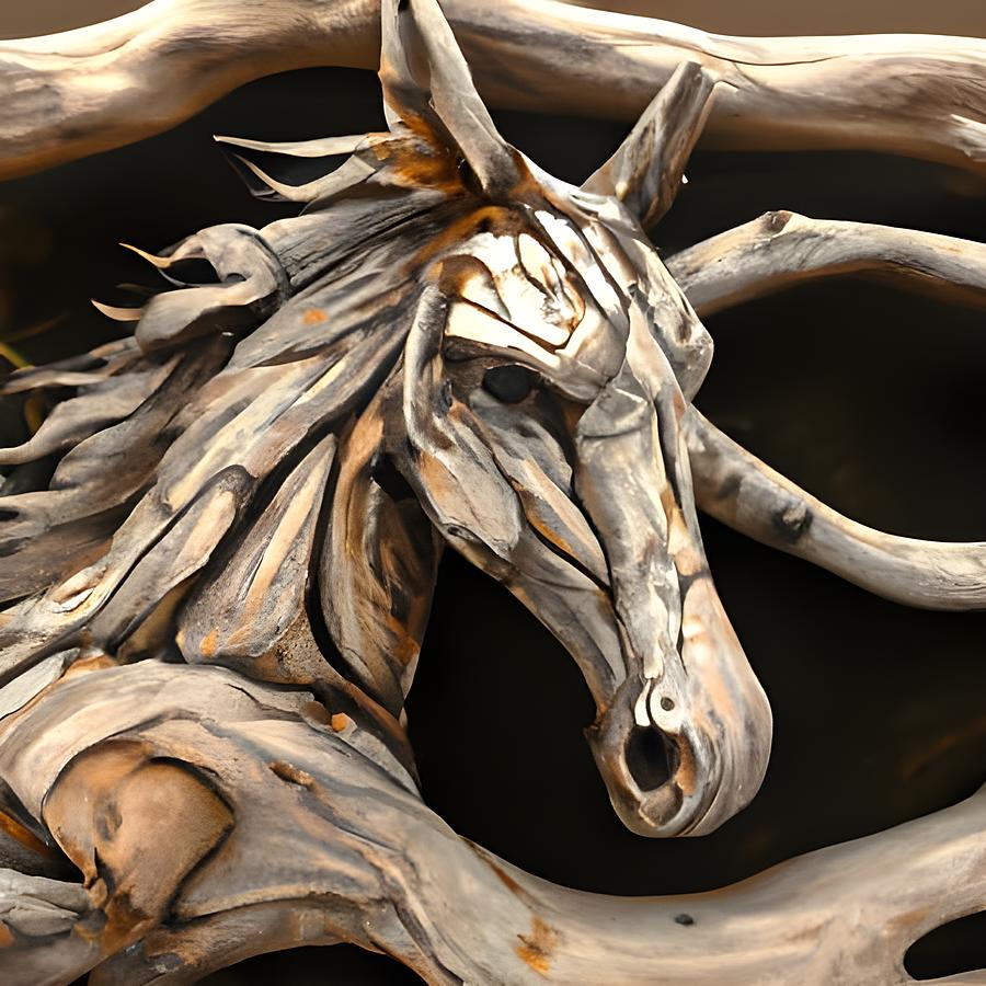 Driftwood Horse Digital Art by Beverly Read