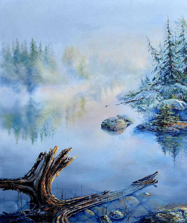 Tree Painting - Driftwood Lake Dawn by Hanne Lore Koehler