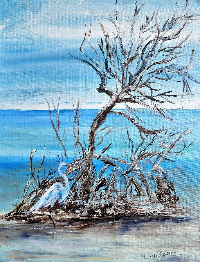 Driftwood Landing Painting by Linda Cabrera
