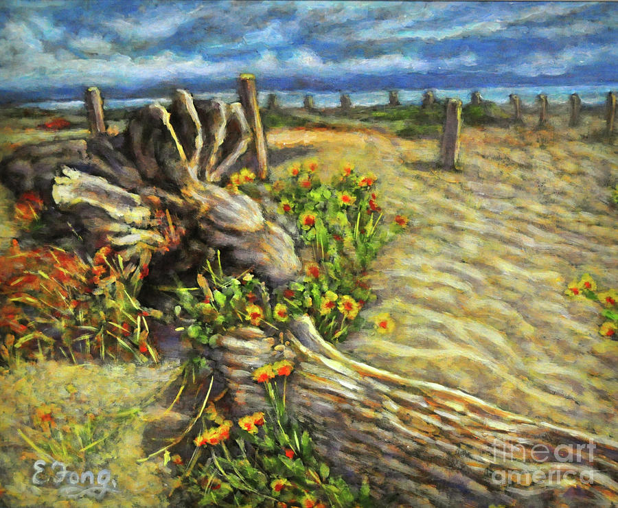 Driftwood on the Beach Painting by Eileen  Fong