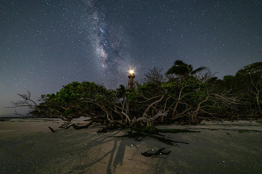 Driftwood, Sanibel Lighthouse And The Milky Way IIi Photograph