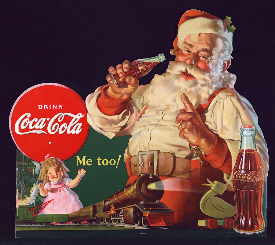 Drink Coca Cola Santa Claus Holds Coke Bottle Train Set Doll Duck 