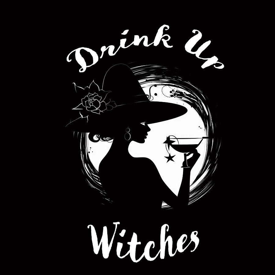 Drink Up Witches Drawing by Karen Foley