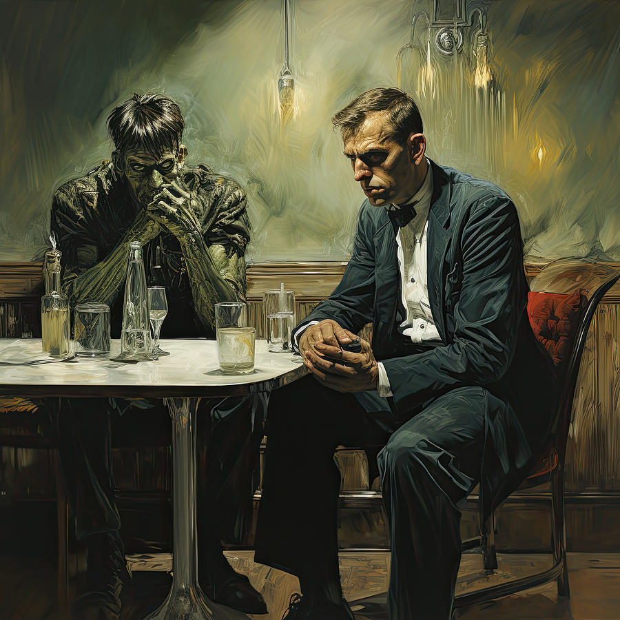 Edward Hopper Painting - Drinking can make a Zombie out of you by My Head Cinema