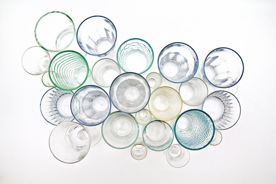 Drinking glasses viewed from above Photograph by Catherine MacBride