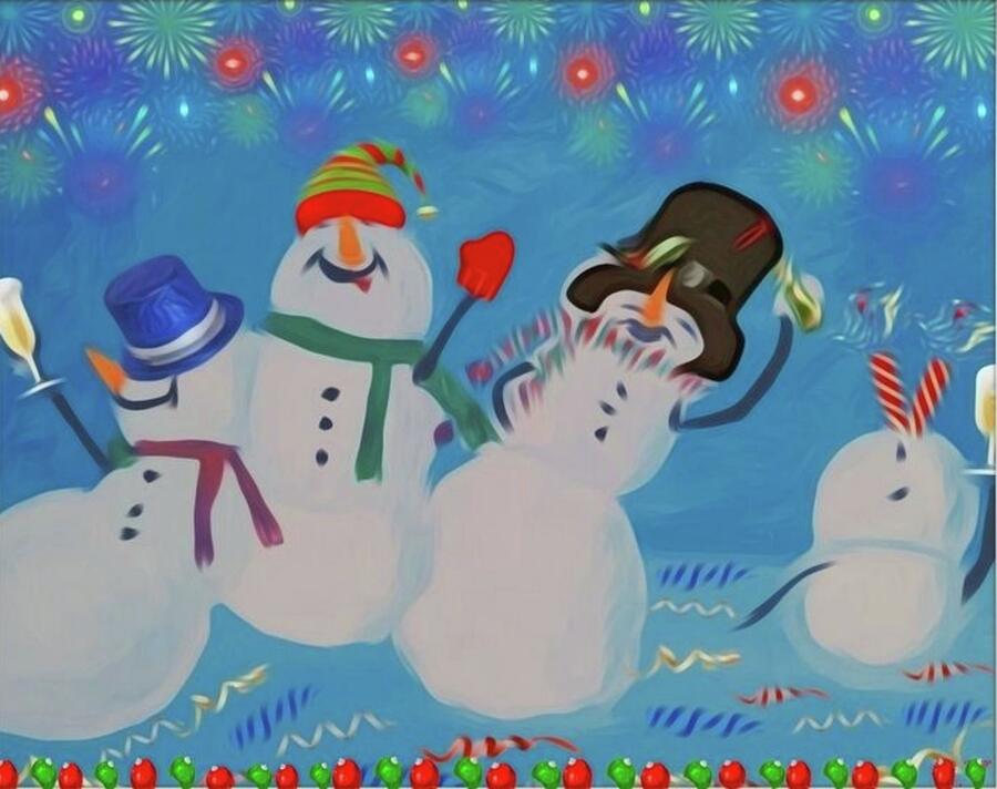 Drunkin Snowmen #1 Painting by Cherry Vercher Drunkin Snowmen #1 Painting by Cherry Vercher