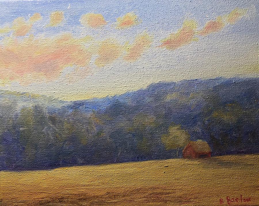 Driving by Fields on a Summer Evening Painting by Rachel Barlow