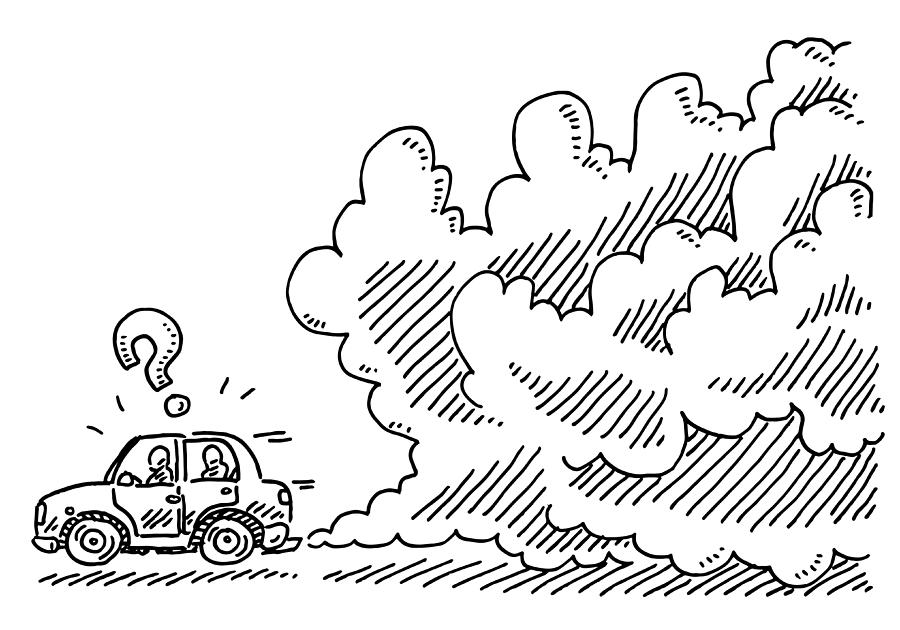 Driving Car Broken Smoke Drawing Drawing by FrankRamspott