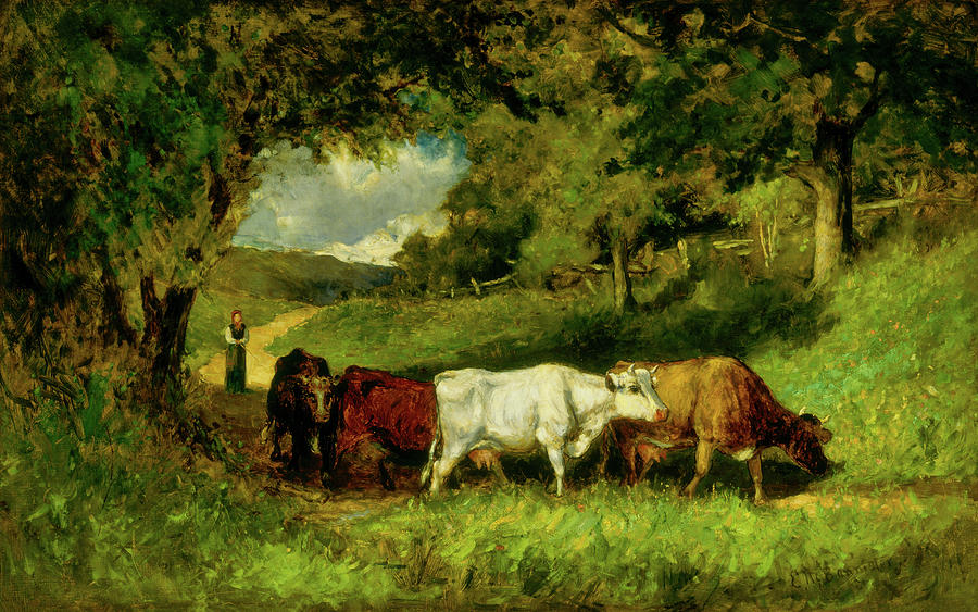 Tree Painting - Driving Home the Cows by Edward Mitchell Bannister