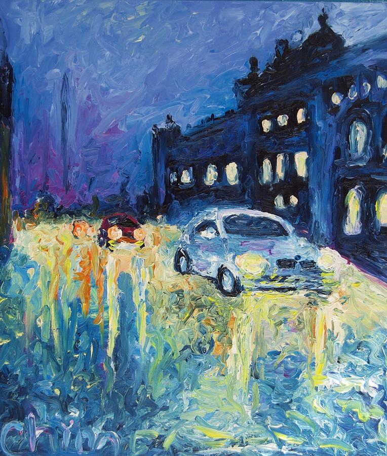 Driving past the cathedral  Painting by Chiara Magni