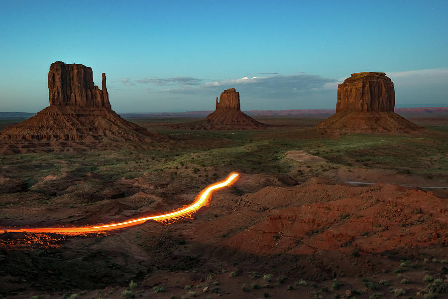 Driving Through Monument Valley At Dusk Photograph
