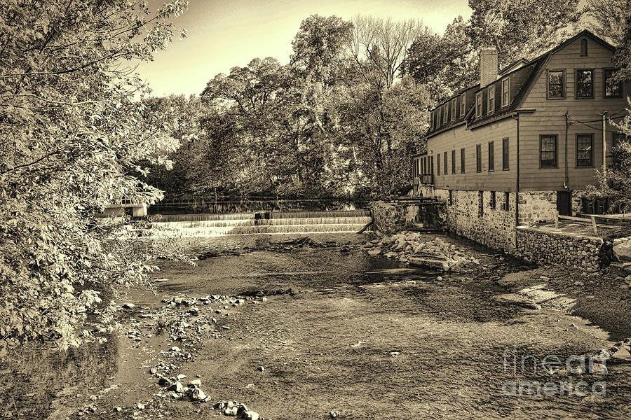 Vintage Photograph - Droeschers Mill Cranford NJ retro sepia by Paul Ward