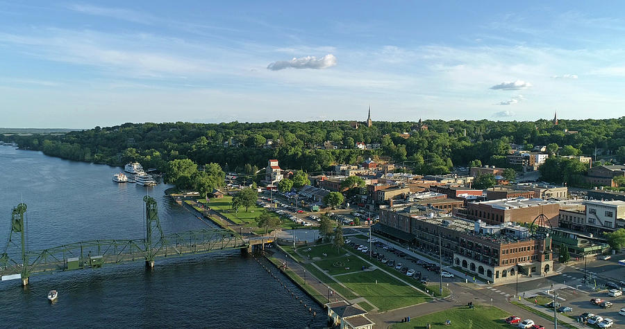 Drone Aerial View St Croix River Valley Summer Colors Stillwater ...