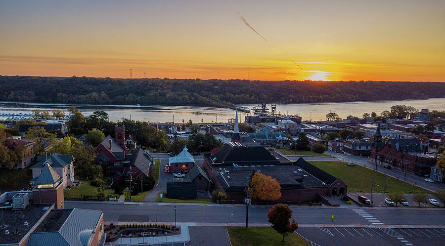 Drone Aerial View Sunrise St Croix River Stillwater Minnesota ...