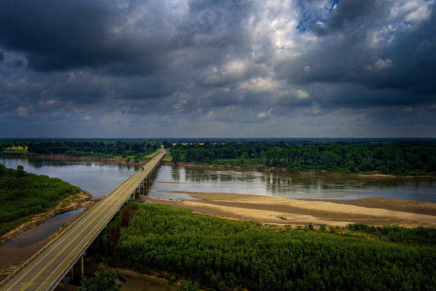 Drone photos of the Se OklahomaTexas Border of the Red River when