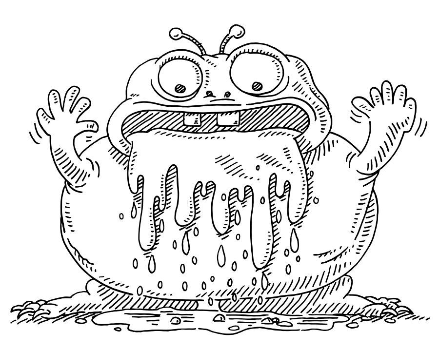 Drooling Cartoon Monster Drawing Drawing by FrankRamspott