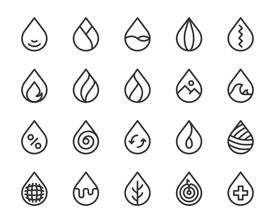 Drop Shape - Line Icons Drawing by Rakdee