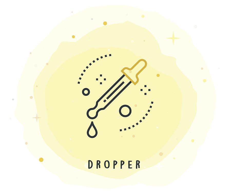 Dropper Icon with Watercolor Patch Drawing by Enis Aksoy