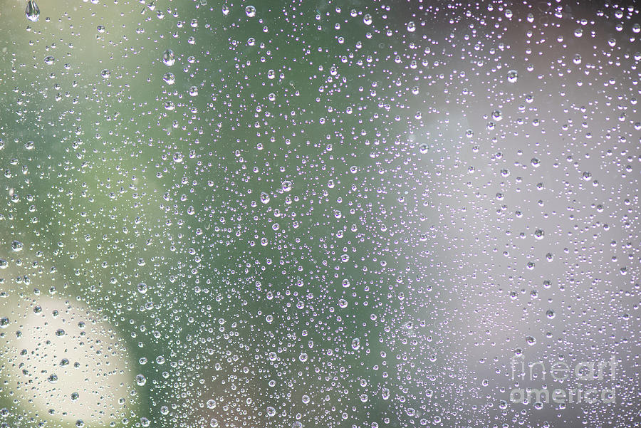 Drops Of Rain On Window With Abstract Lights Photograph
