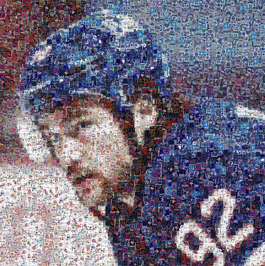 Drouin in blue jersey Mixed Media by Hockey Mosaics