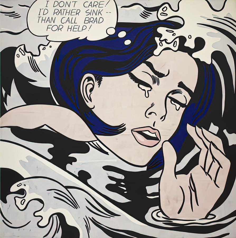 Vintage Painting - Drowning Girl by Roy Lichtenstein