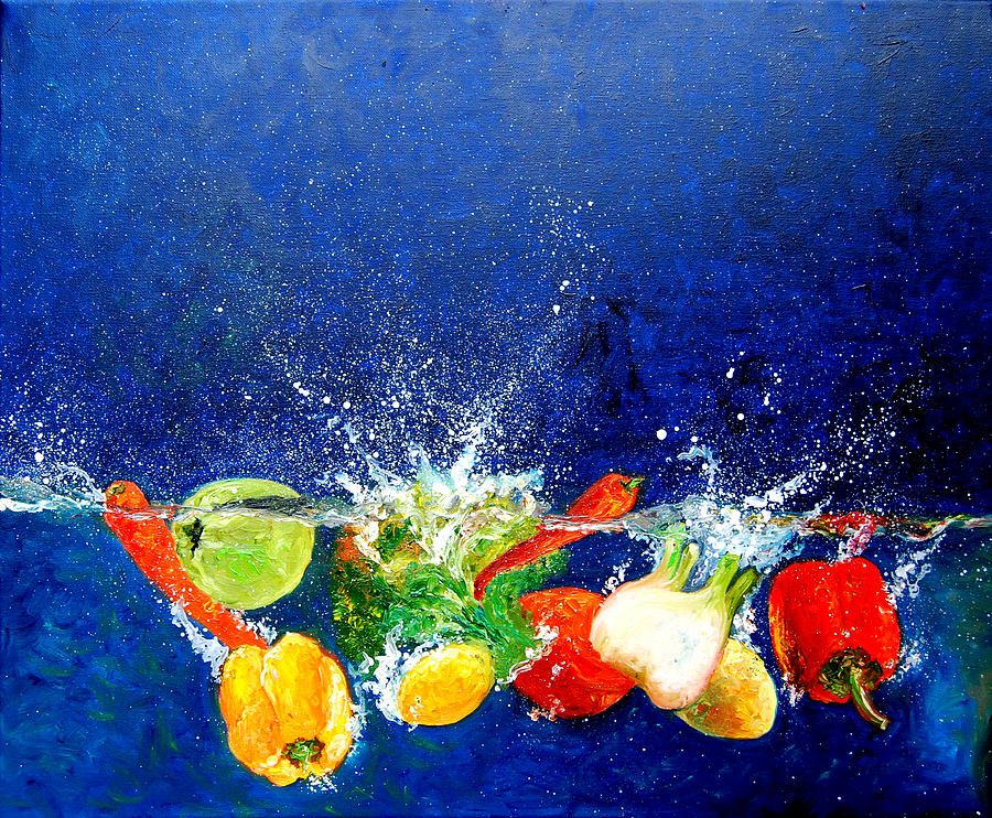 Vegetable Painting - Drowning vegetables  by Hafsa Idrees