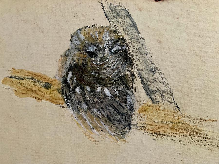 Drowsy owl Mixed Media by Julie Kreutzer