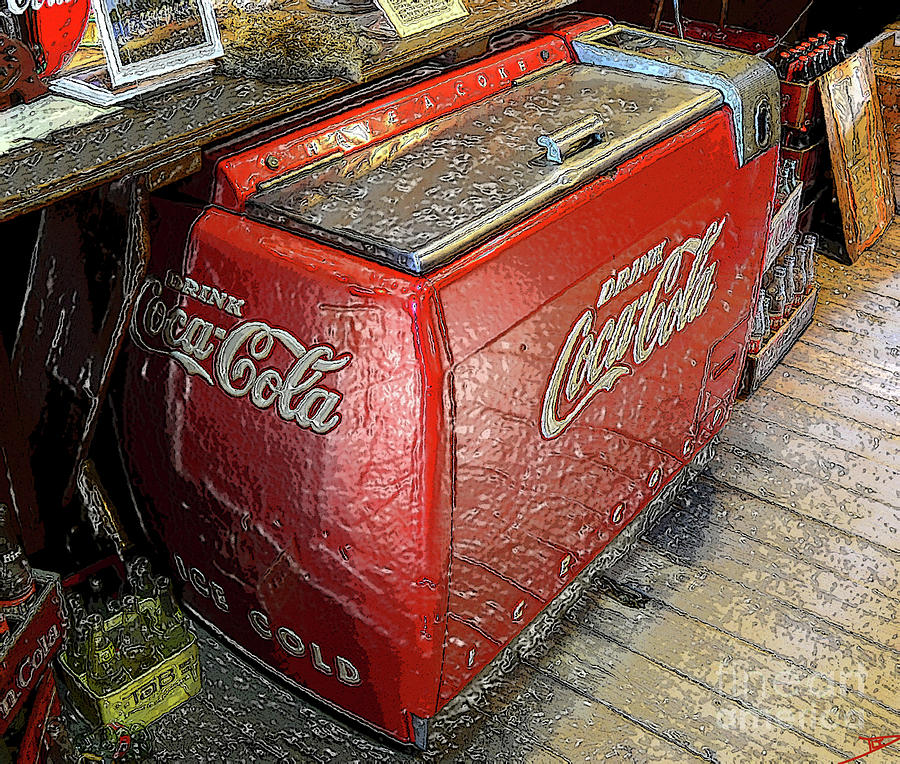 Drugstore Coke Cooler circa 1950s Painting by David Lee Thompson