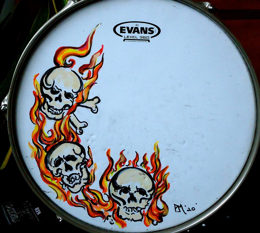 Skull Painting - Drum Headz by Pete Maier